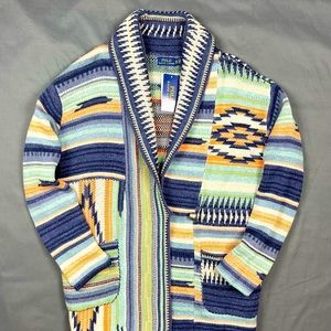 Polo Ralph Lauren Womens Southwestern Serape Aztec Knit Cardigan Western Sweater